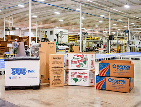 Photo of product packaging at Greif warehouse