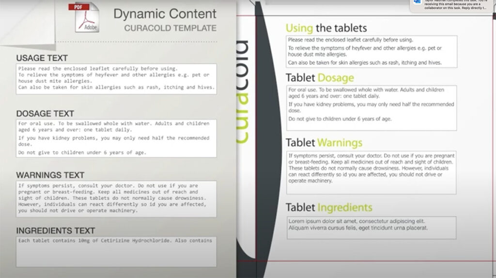image of dynamic content screen over a nutrition label